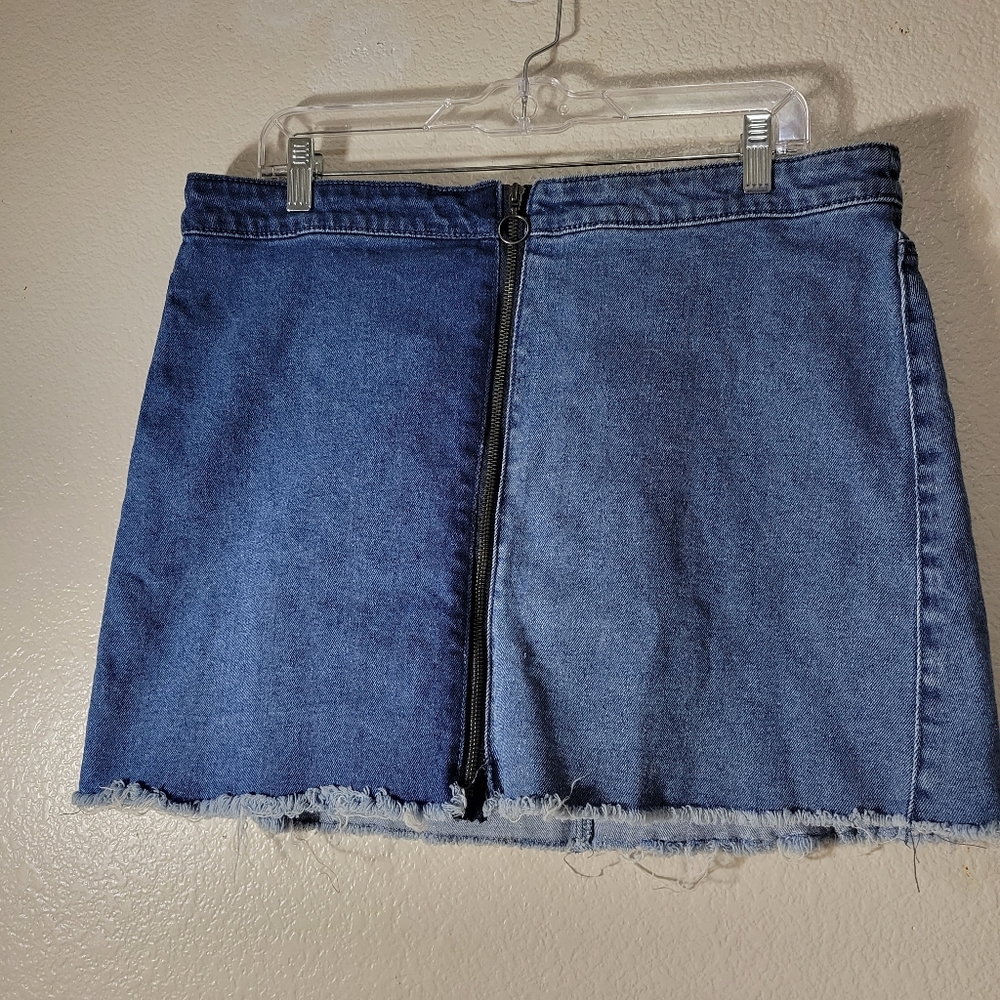 Wild Fible Zipper Front Jeans Skirt